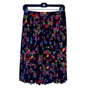 Doncaster Vintage Colorful Pleated Knee Length Skirt Size 8